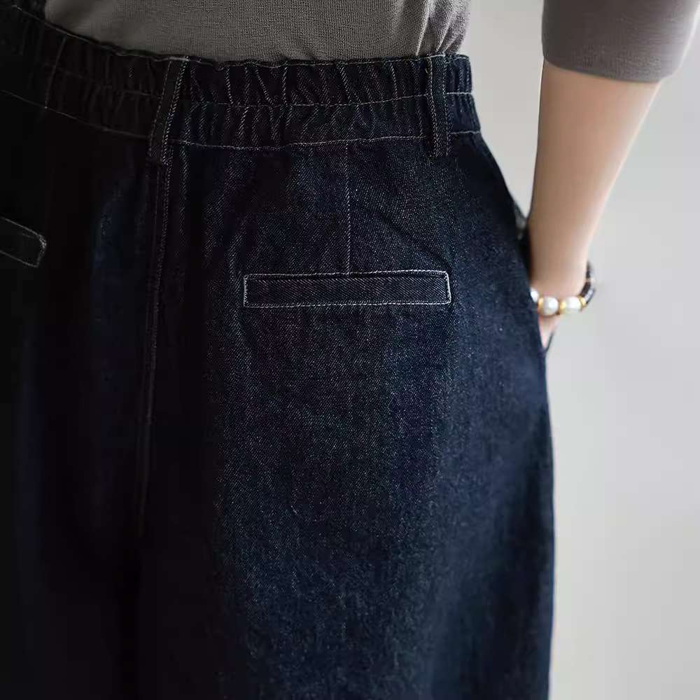 ゆったりデニムクロップドパンツ シンプルファッション