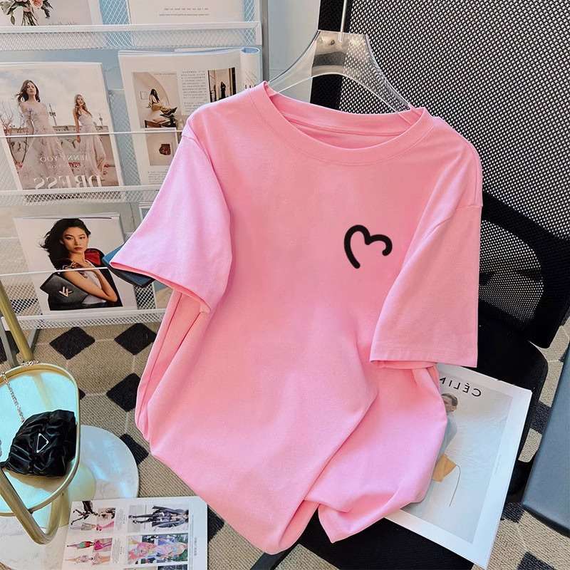 ハートロゴシンプルTシャツ シンプルファッション