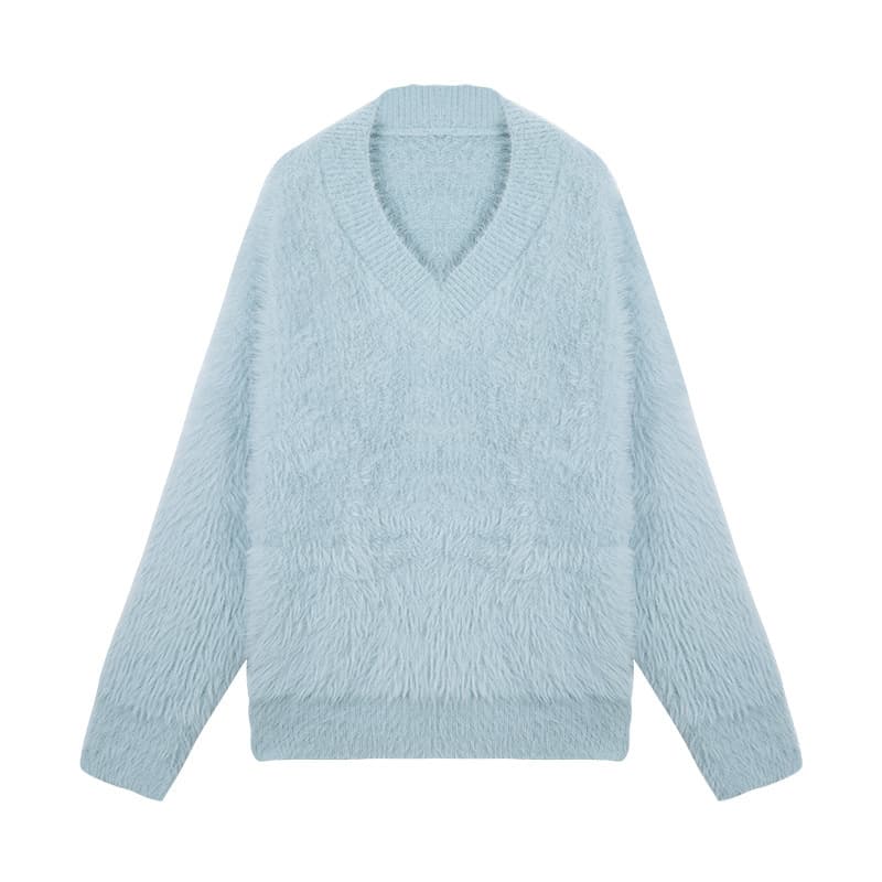 もこもこ優しい手触りニット シンプルファッション