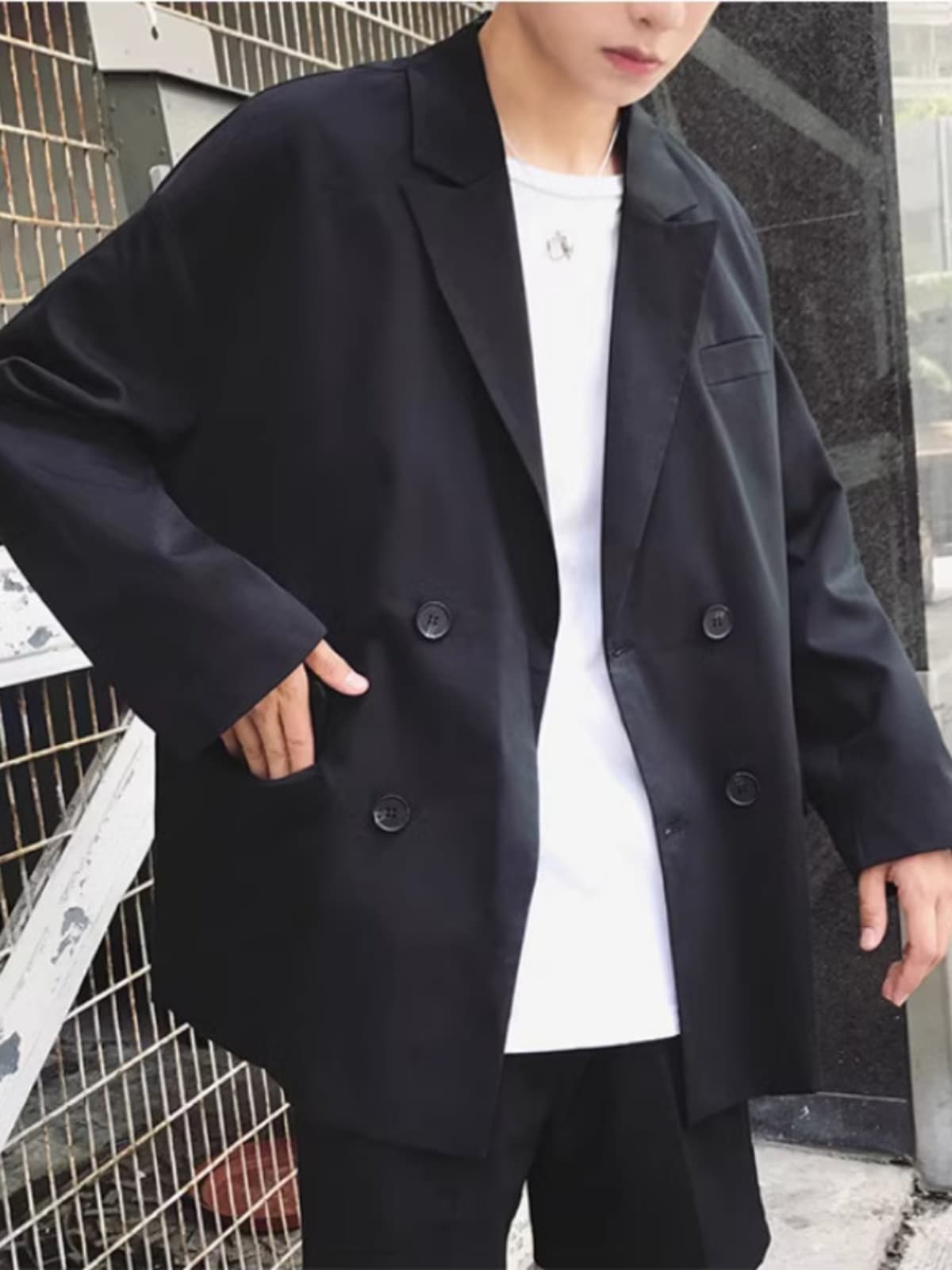 ゆったりシルエット ダブルジャケット シンプルファッション