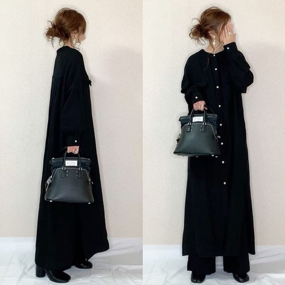シンプルファッション シングルボタン マキシワンピース