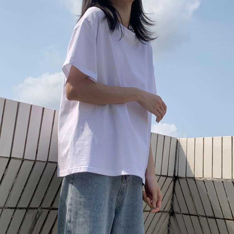 ゆったりベーシック半袖カットソー シンプルファッション