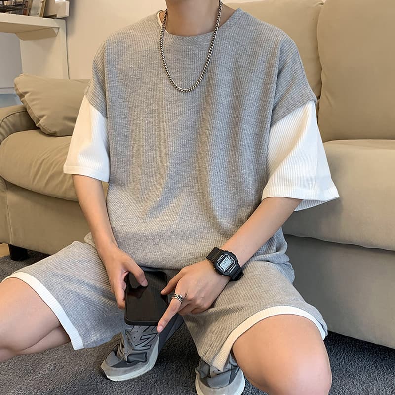 ゆったりニットセットアップ シンプルファッション