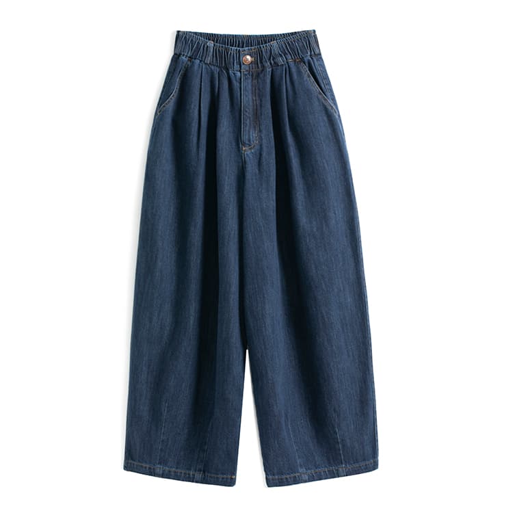 ゆったりワイドデニムパンツ シンプルファッション
