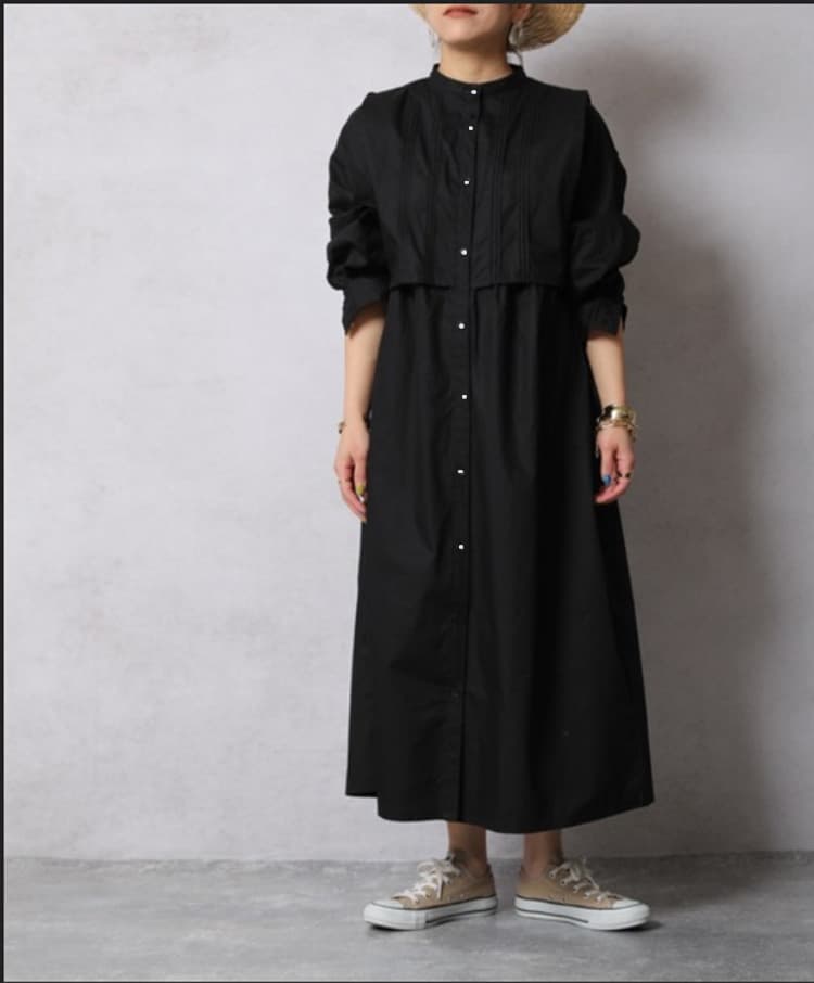 カジュアルマキシシャツ シンプルファッション