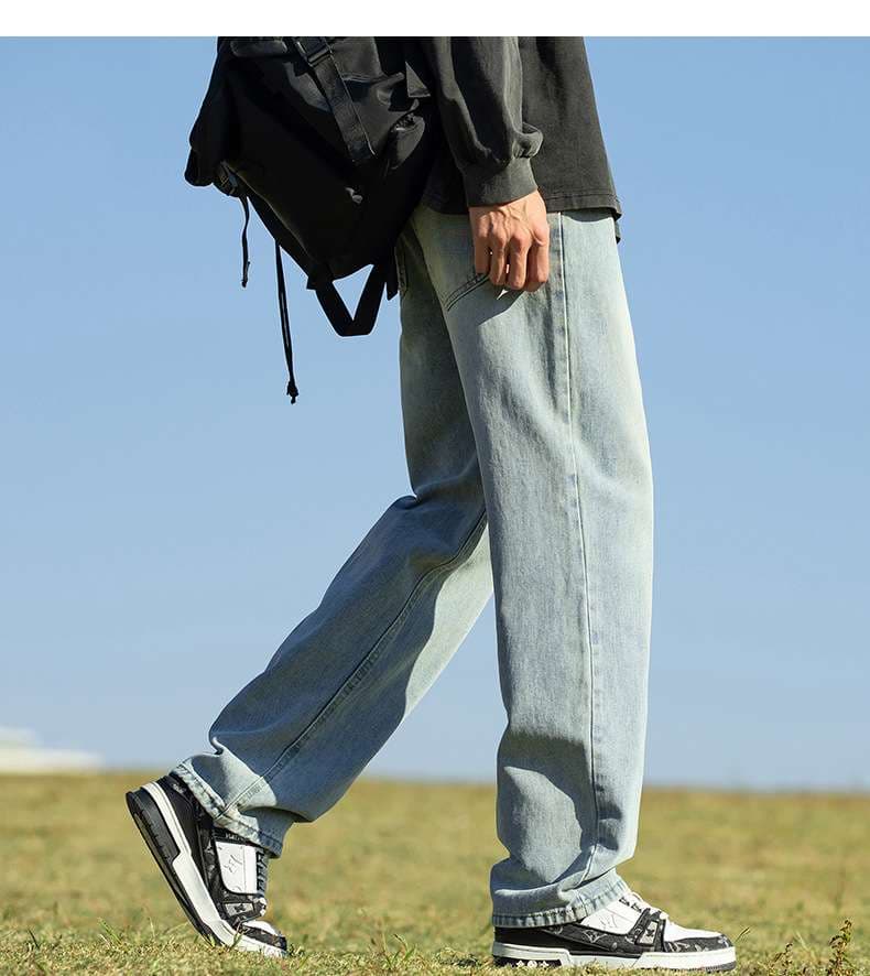 ゆったりワイドデニムパンツ シンプルファッション