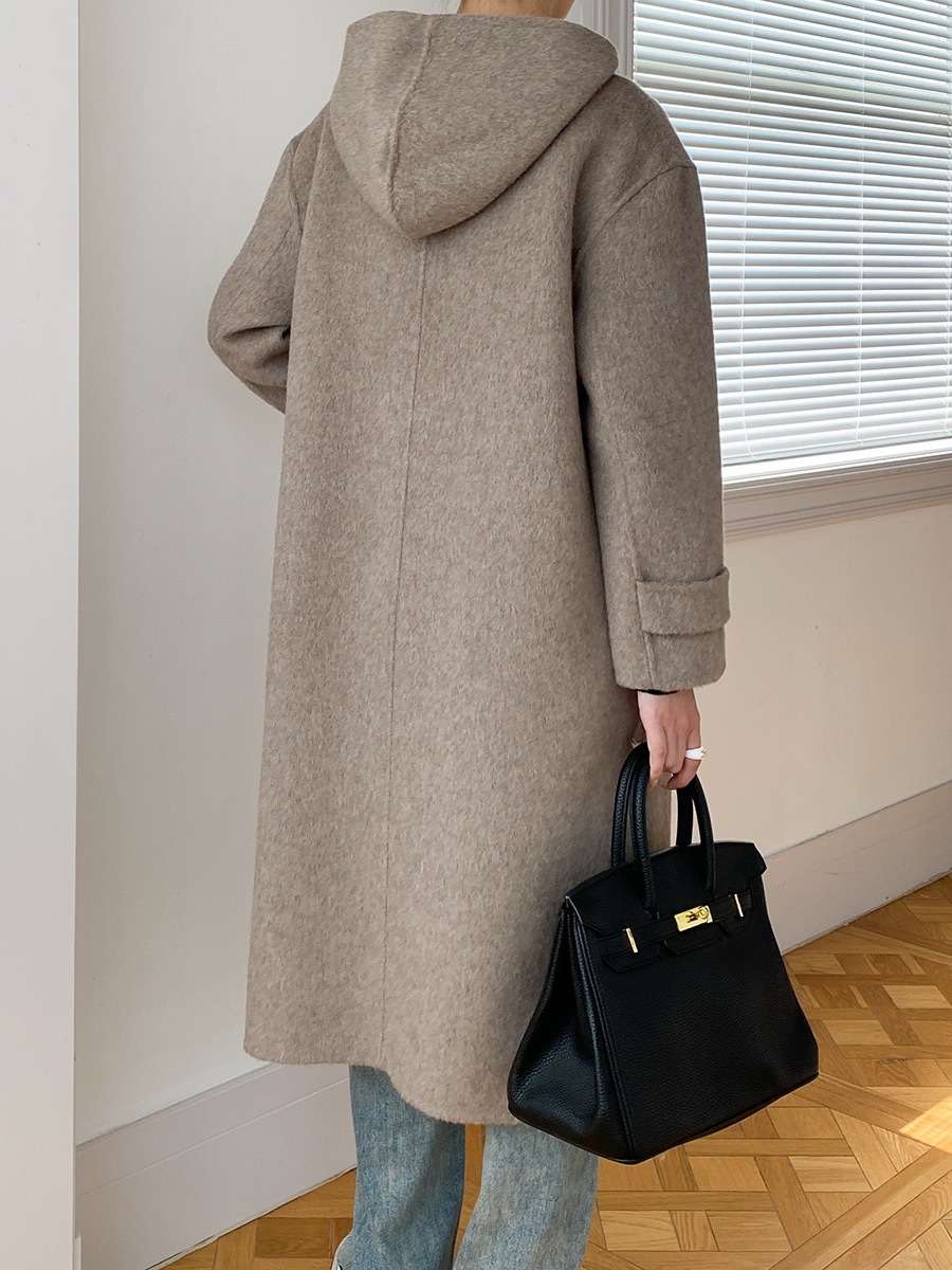 ダッフル風ロングコート シンプルファッション