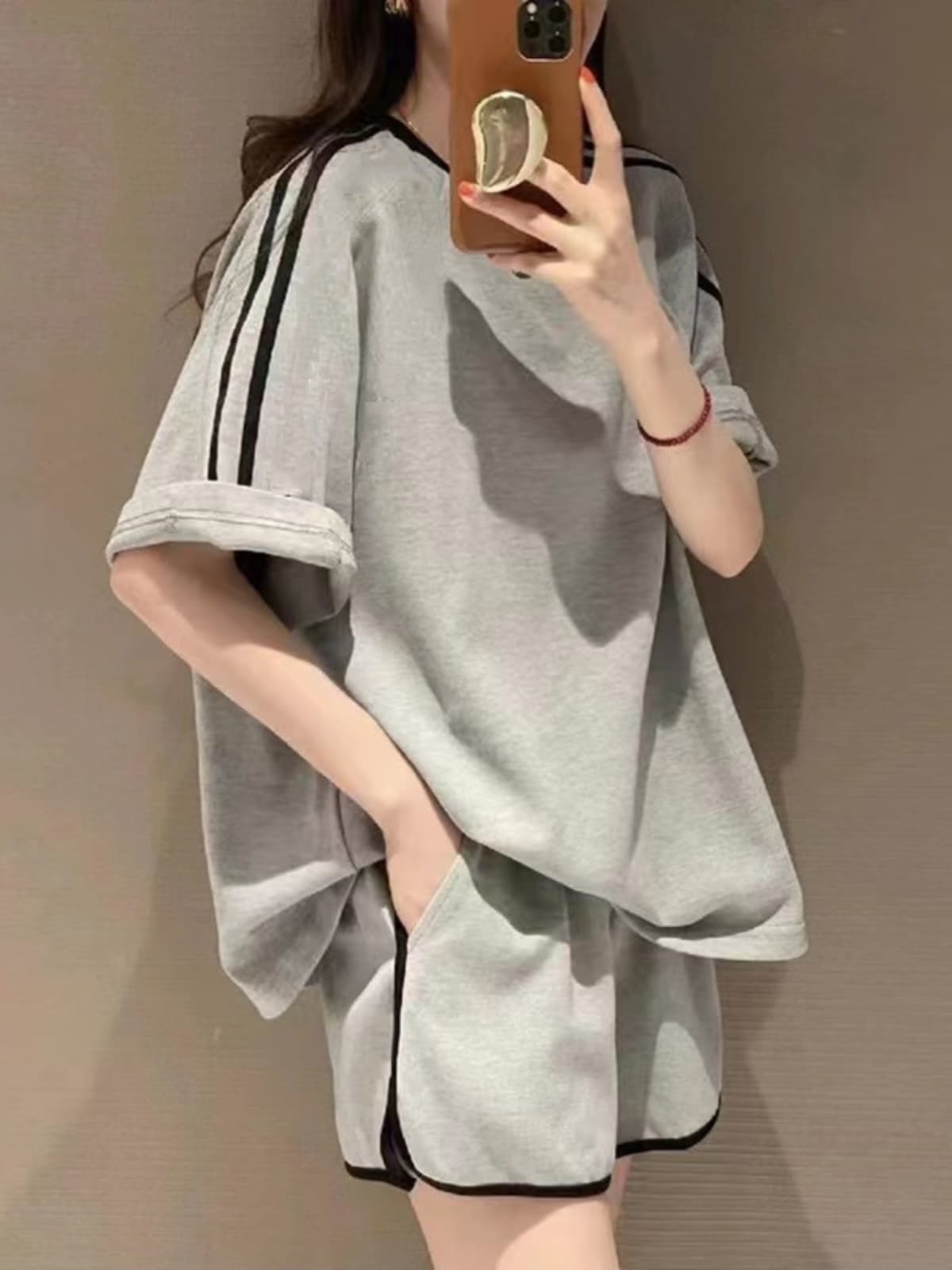 シンプルファッション ラインデザイン 上下セット ルームウェア