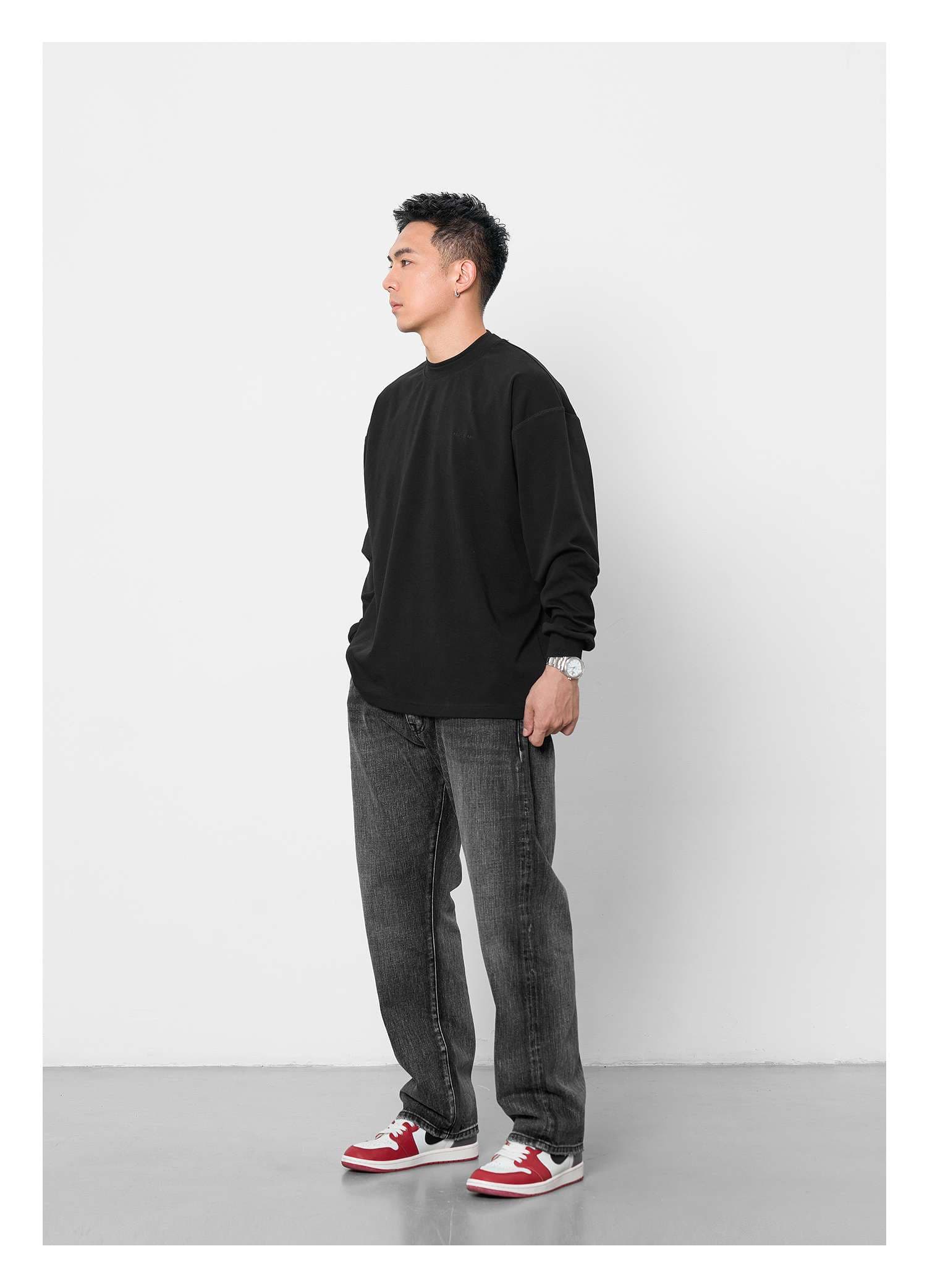 リラックスストレートデニムパンツ シンプルファッション