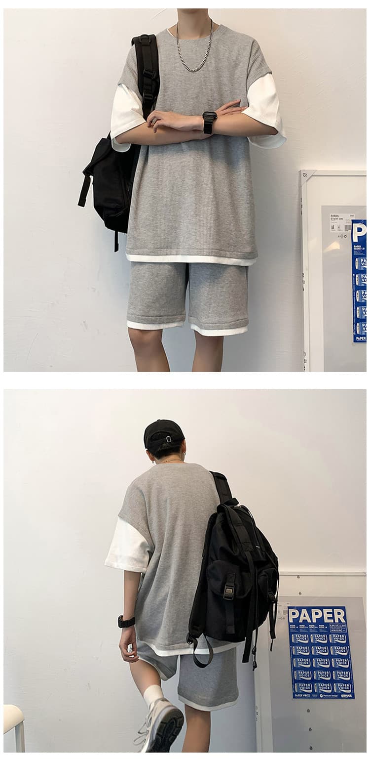 ゆったりニットセットアップ シンプルファッション