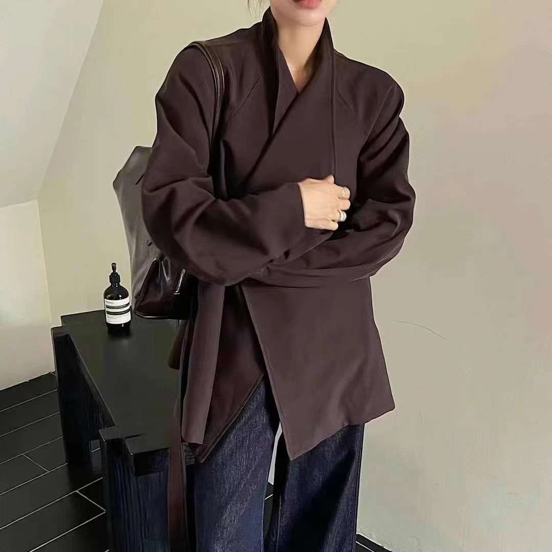 ミニマルデザイン ロングコート シンプルファッション