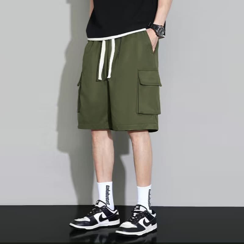 シンプルファッション ユーティリティ多機能ポケットハーフパンツ