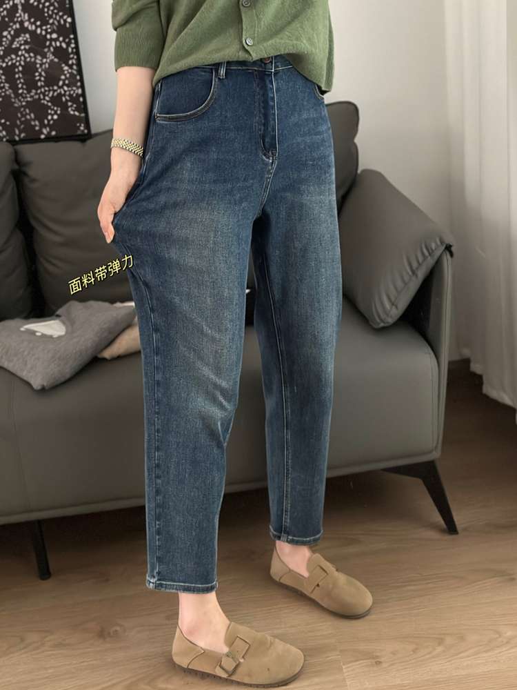 ゆったりストレートデニムパンツ シンプルファッション