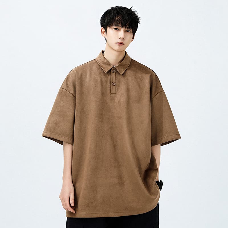 シンプルファッション オーバーサイズ半袖ポロシャツ