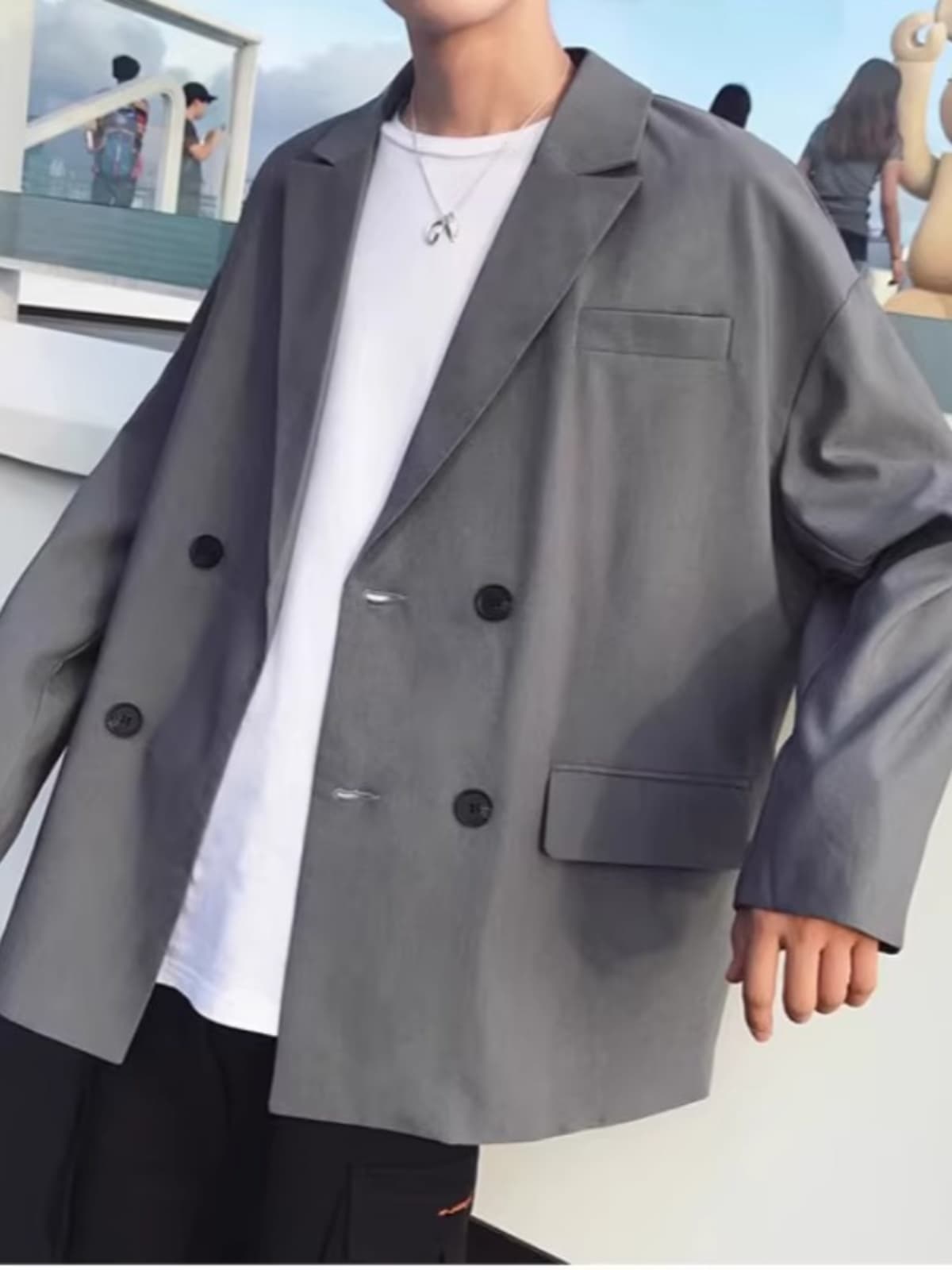 ゆったりシルエット ダブルジャケット シンプルファッション