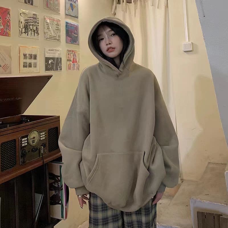 ゆったりシルエット 裏起毛パーカー シンプルファッション