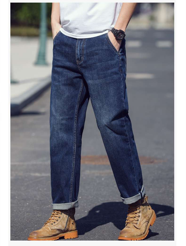 リラックスストレートデニムパンツ シンプルファッション