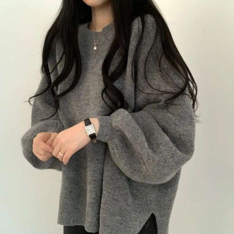 ゆったりオーバーサイズニット シンプルファッション