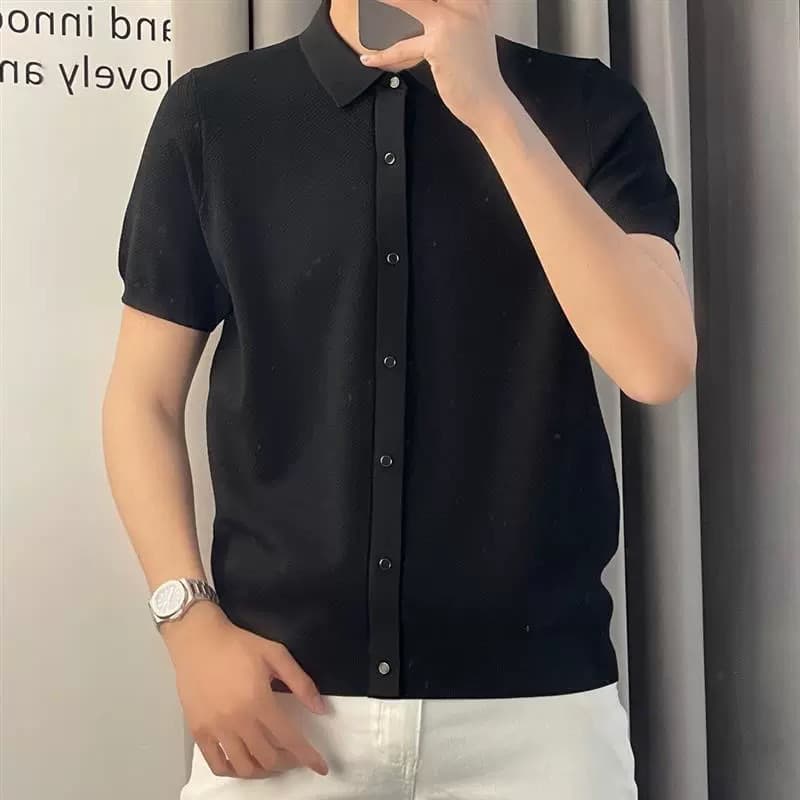 デザインニットシャツ シンプルファッション