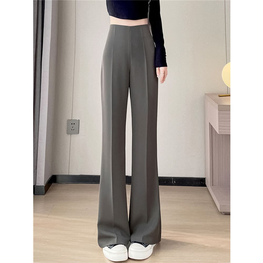 美シルエット センタープレス スラックスパンツ シンプルファッション