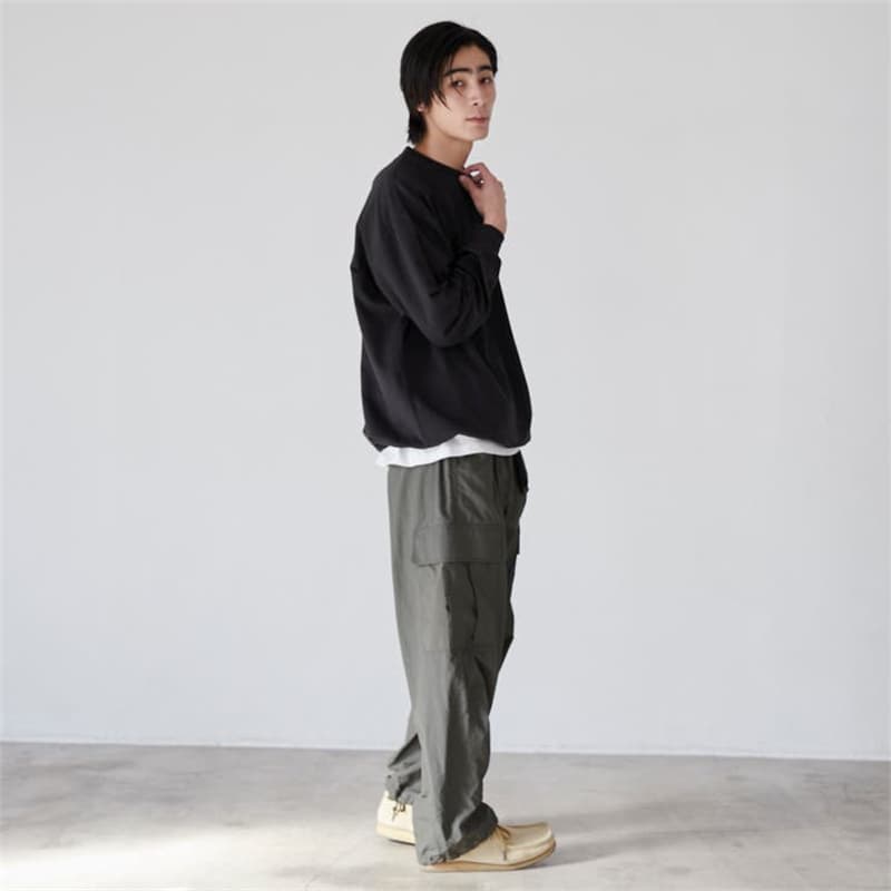 ワイドシルエット長袖カットソー シンプルファッション