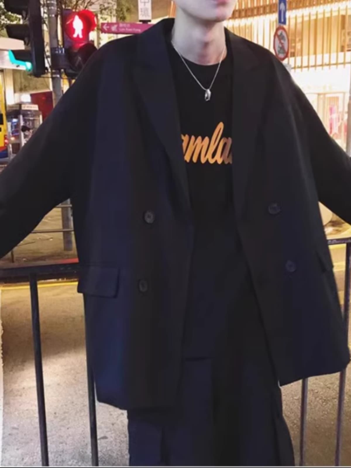 ゆったりシルエット ダブルジャケット シンプルファッション