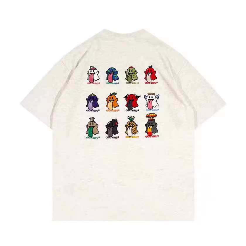 フルーツ怪獣図鑑風おしゃれTシャツ シンプルファッション