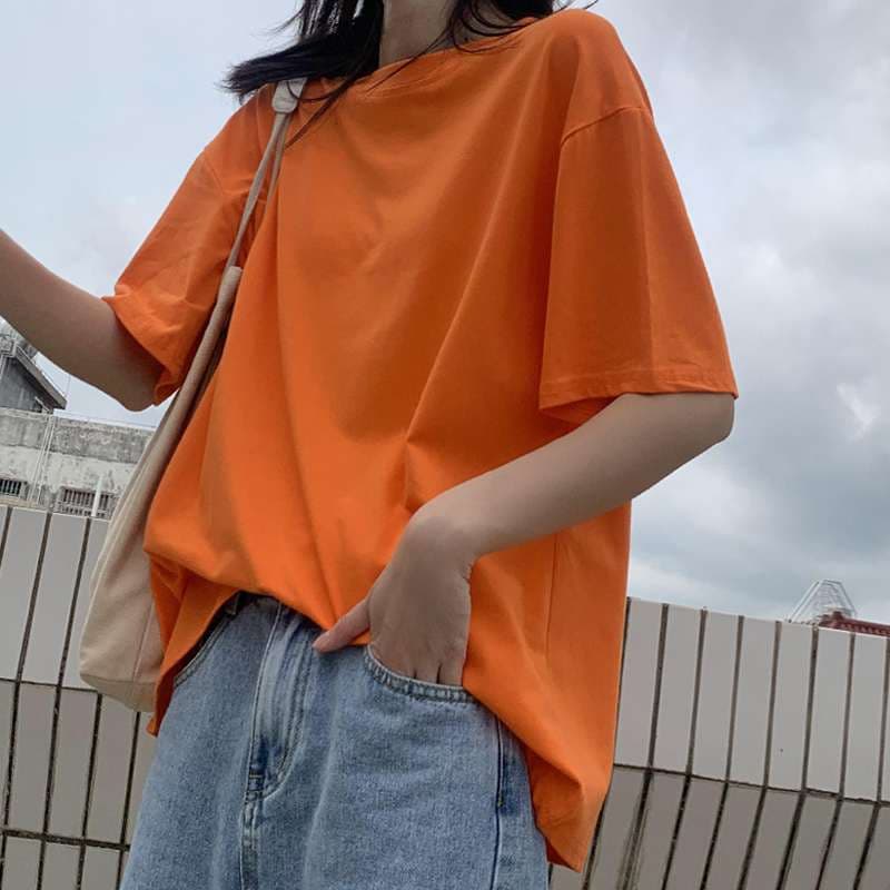 ゆったりベーシック半袖カットソー シンプルファッション