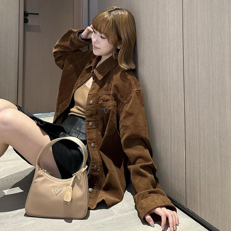 コーデュロイオーバーシャツジャケット シンプルファッション