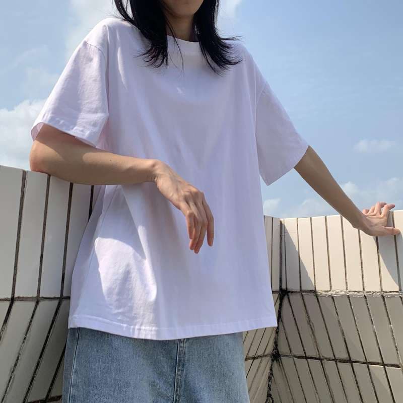 ゆったりベーシック半袖カットソー シンプルファッション