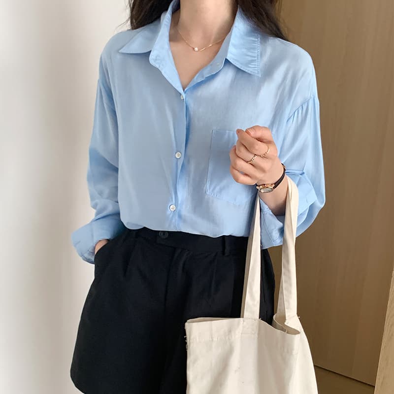 ベーシックゆったりシャツ シンプルファッション