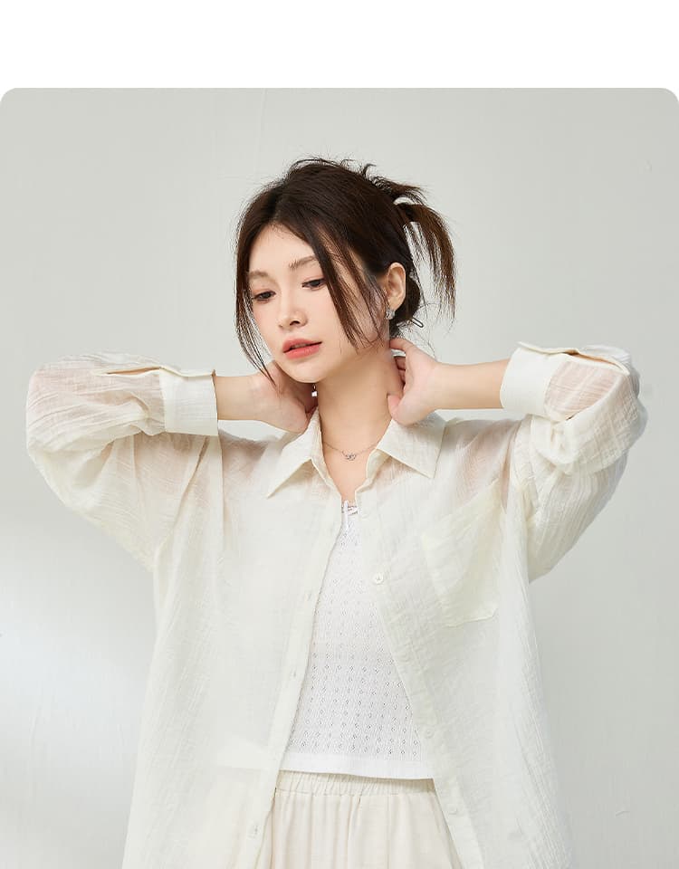 ゆったりシースルーシャツ シンプルファッション