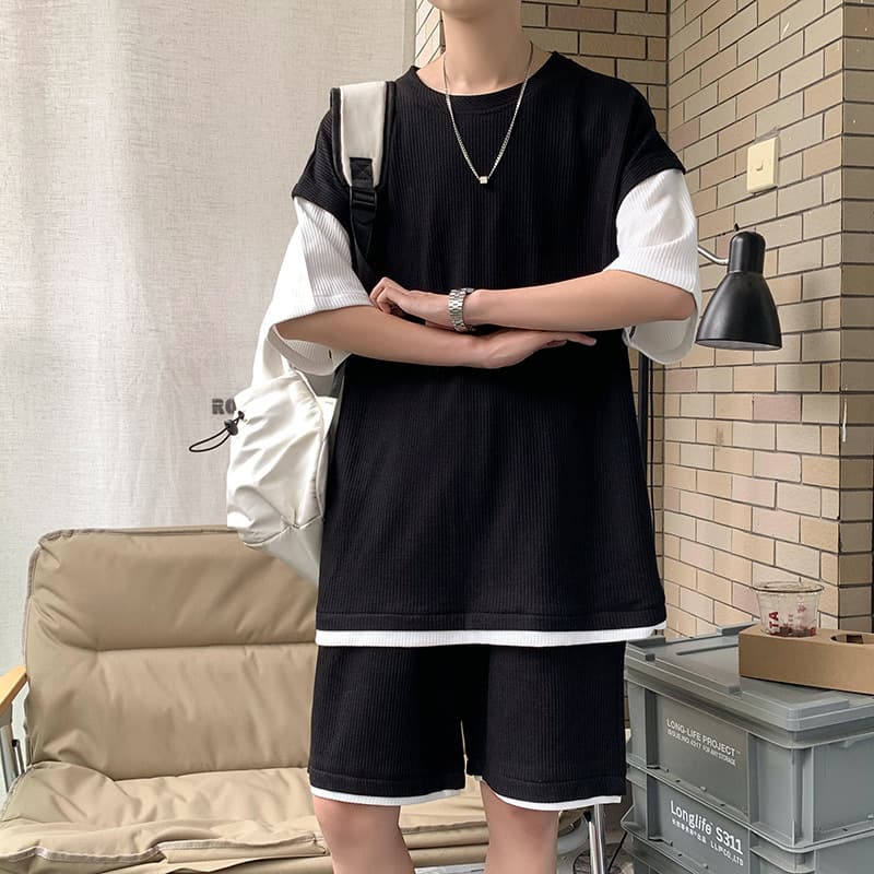ゆったりニットセットアップ シンプルファッション
