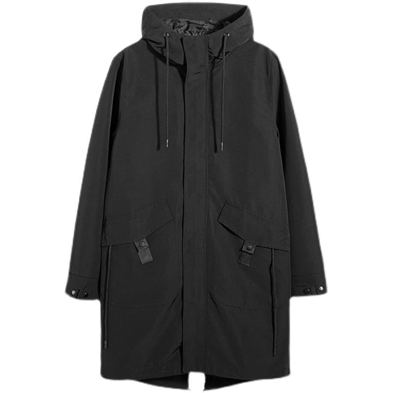 ミニマルロングフーデッドコート シンプルファッション