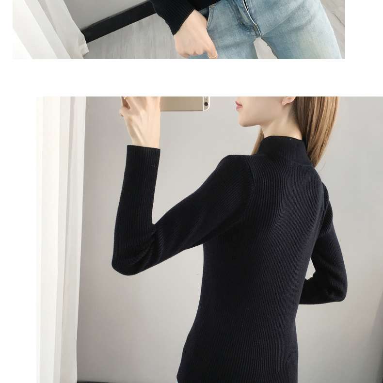 シンプルファッションハイネックニットセーター シンプルファッション