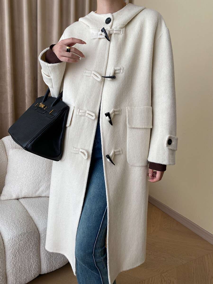 ダッフル風ロングコート シンプルファッション