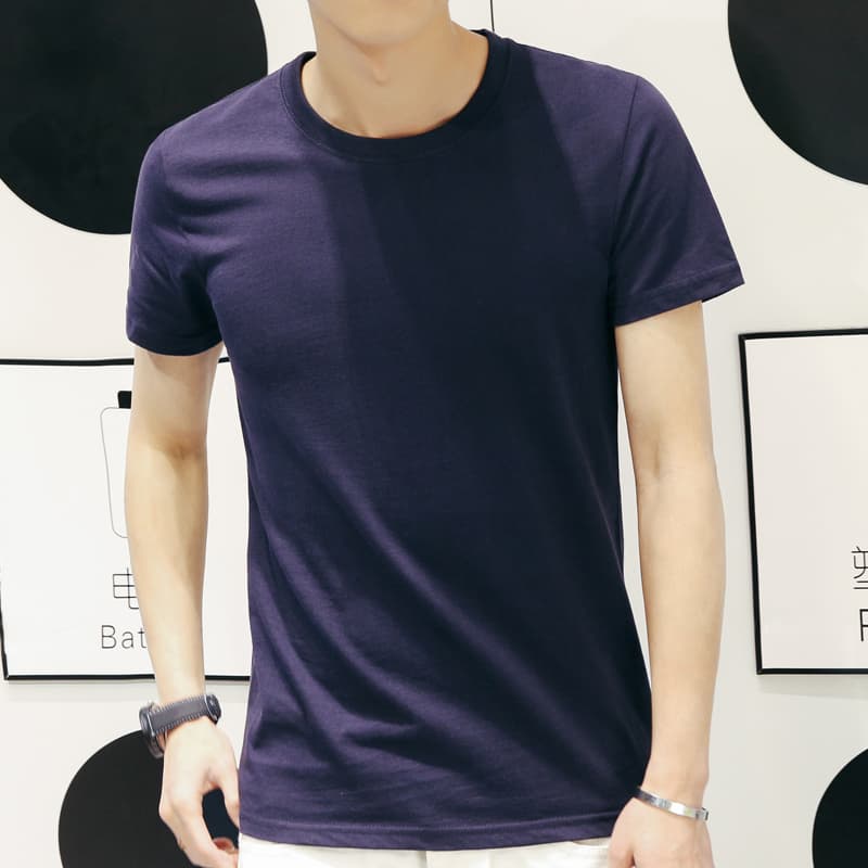 シンプルファッション シンプル無地丸首半袖Tシャツ