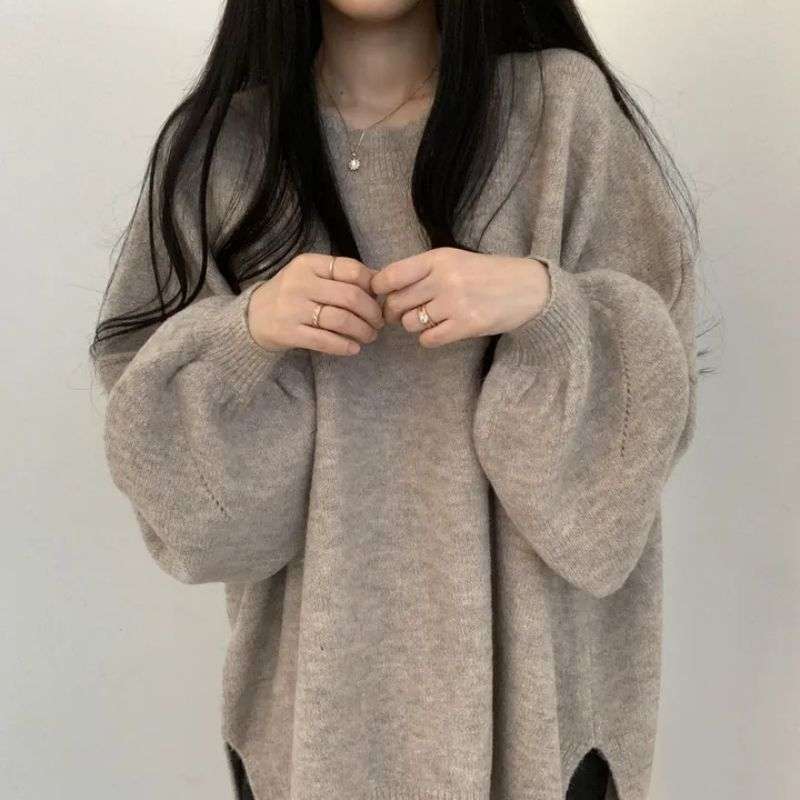 ゆったりオーバーサイズニット シンプルファッション