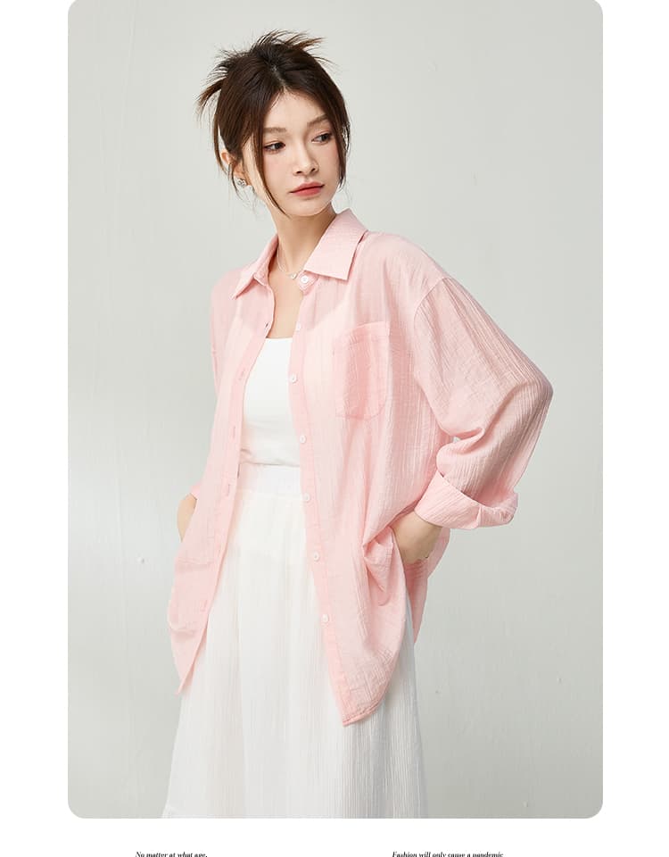ゆったりシースルーシャツ シンプルファッション