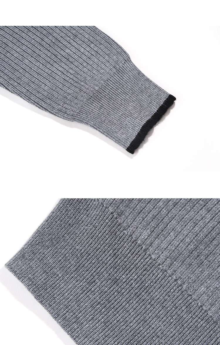 リボン付きカーディガン風ニット シンプルファッション