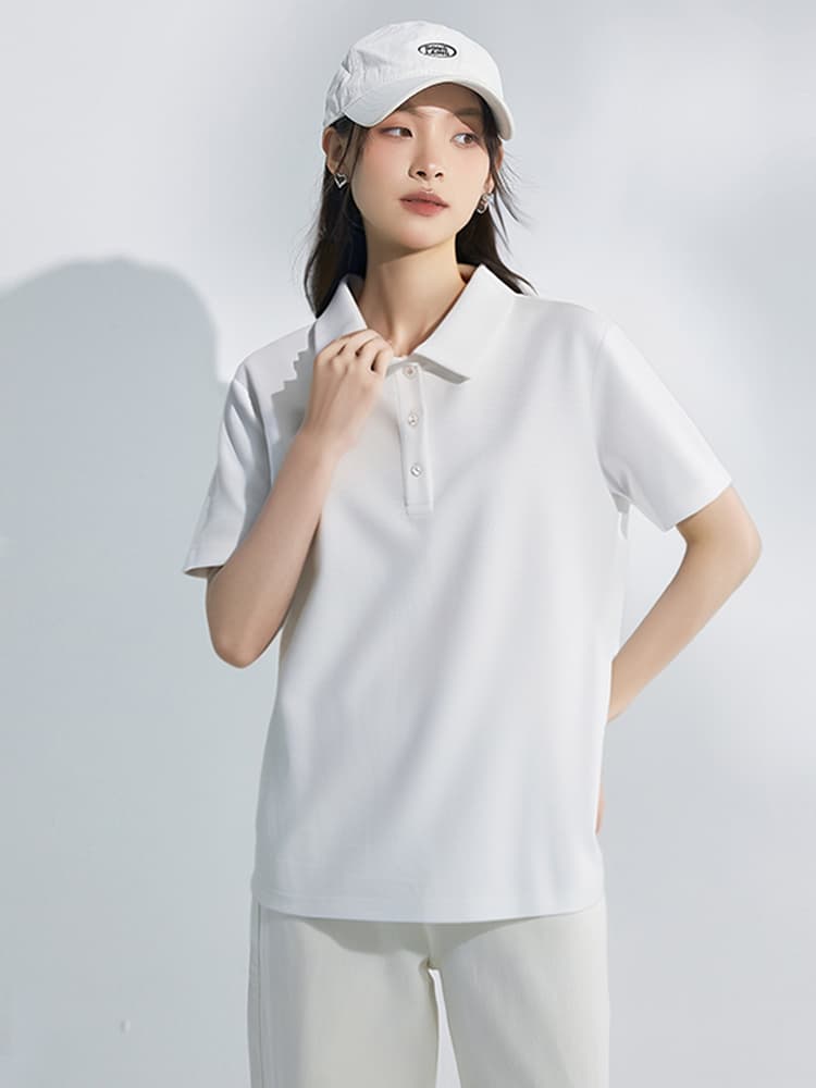 シンプルファッション ベーシック半袖ポロシャツ