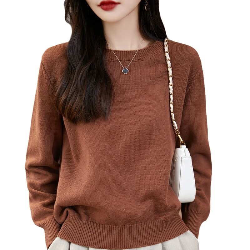 なめらかリブ編みベーシックニット シンプルファッション
