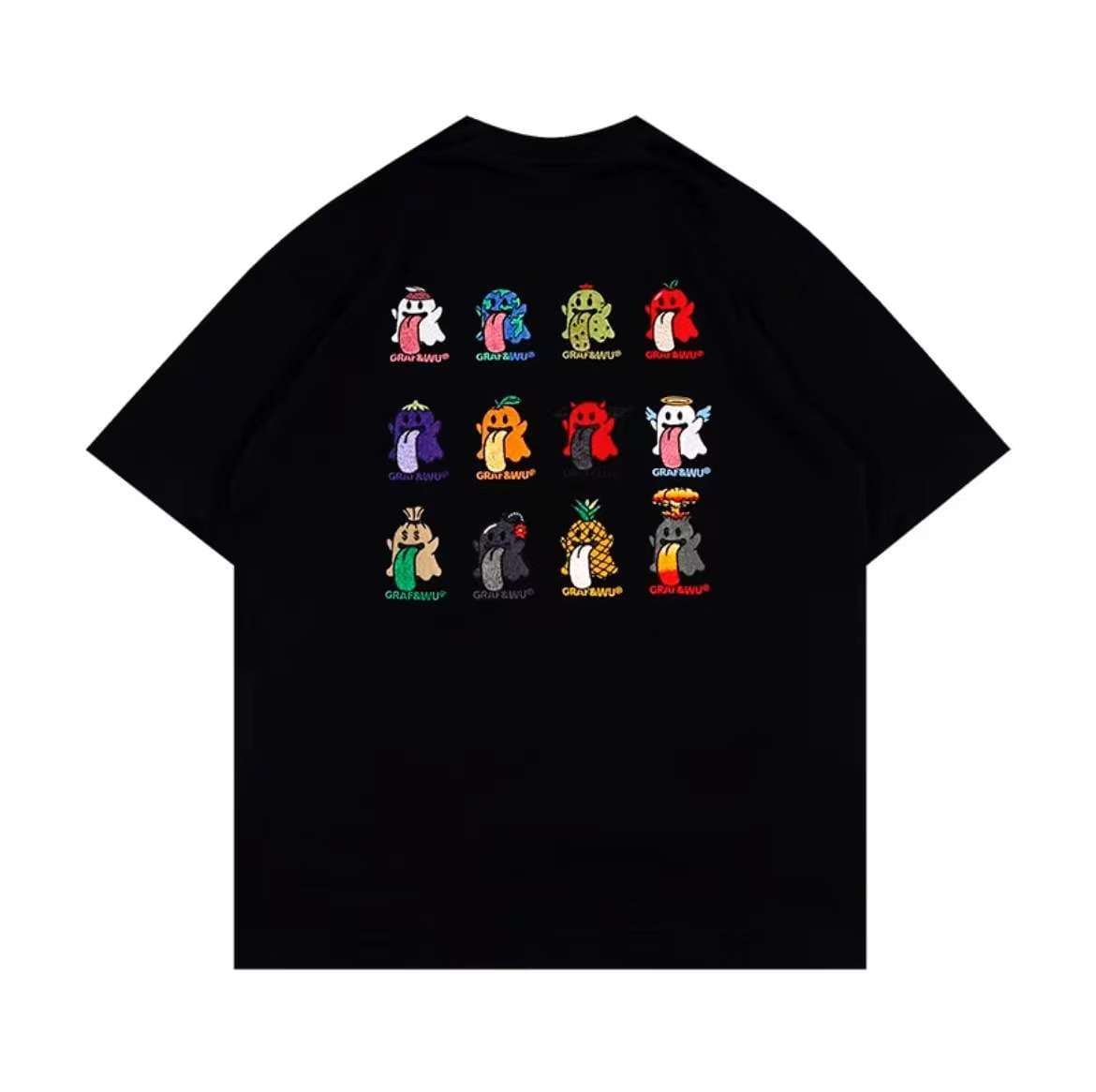 フルーツ怪獣図鑑風おしゃれTシャツ シンプルファッション