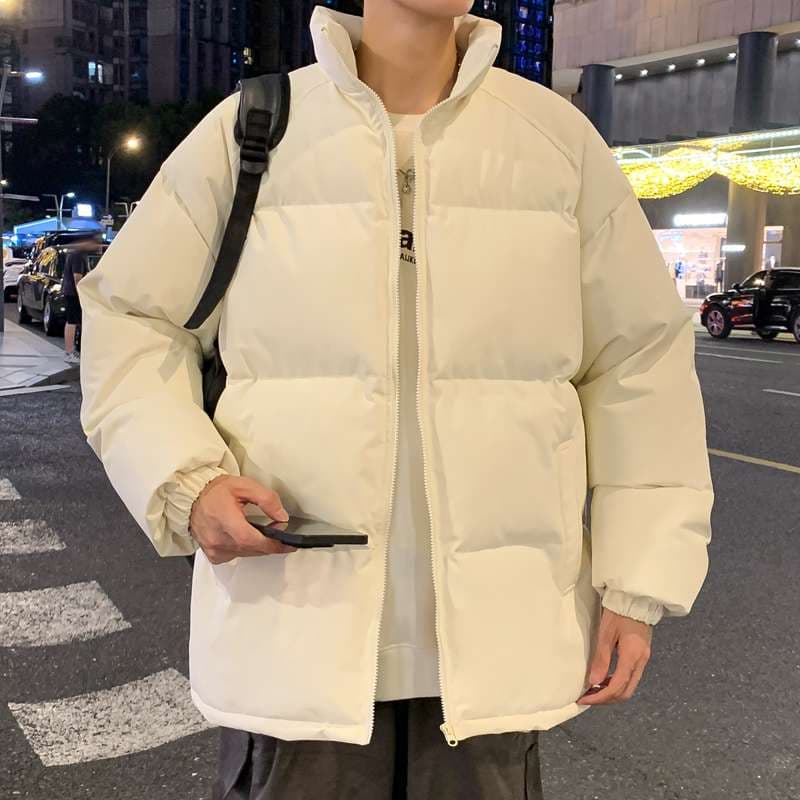 冬の街角 暖か中綿ジャケット シンプルファッション