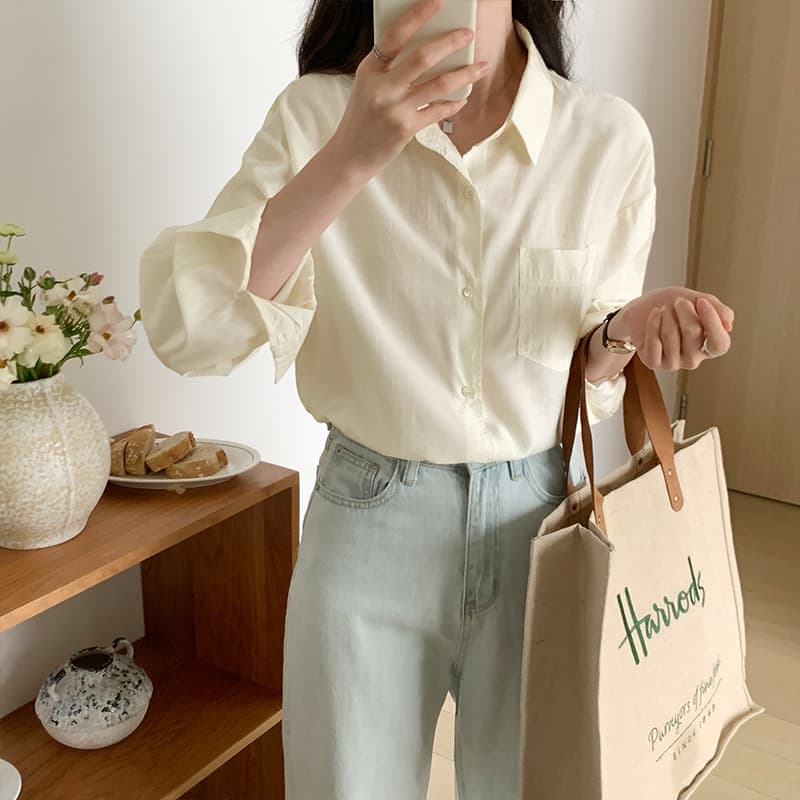 ベーシックゆったりシャツ シンプルファッション