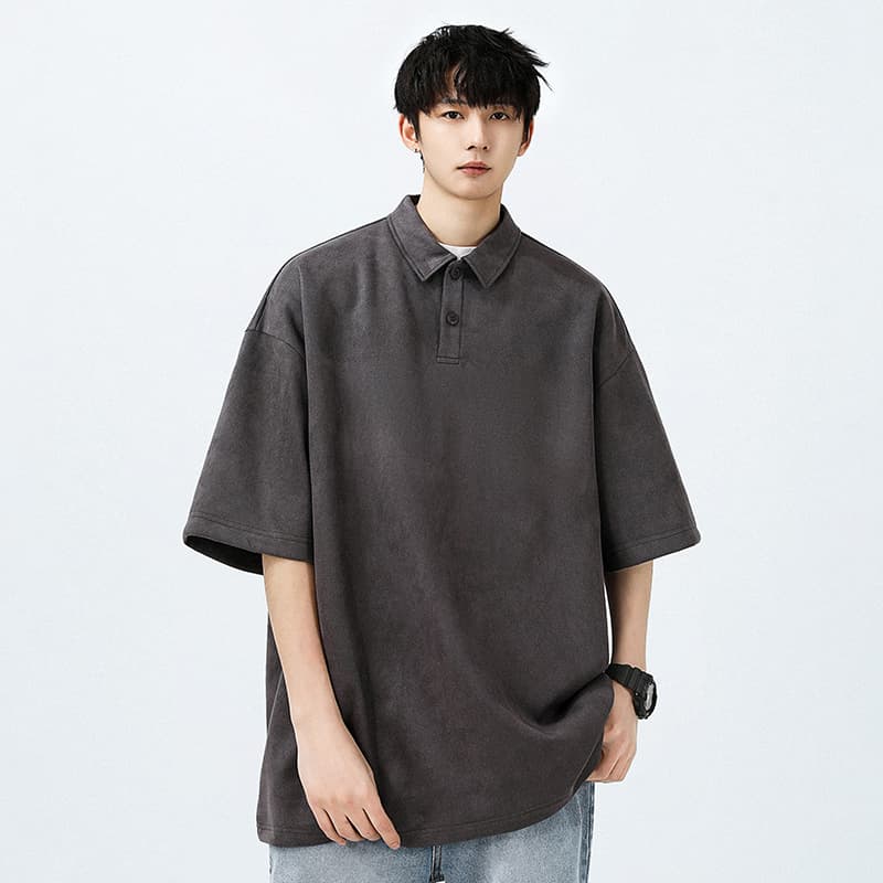 シンプルファッション オーバーサイズ半袖ポロシャツ