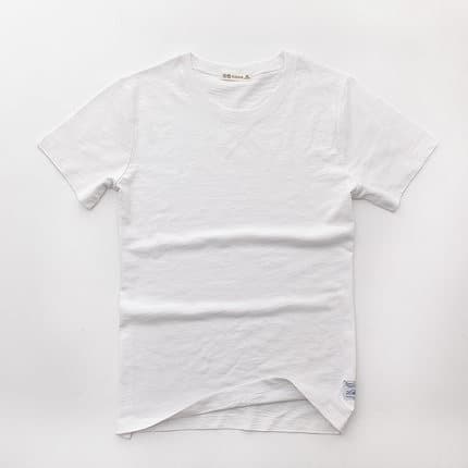 シンプルファッション 竹節綿素材クルーネック半袖Tシャツ