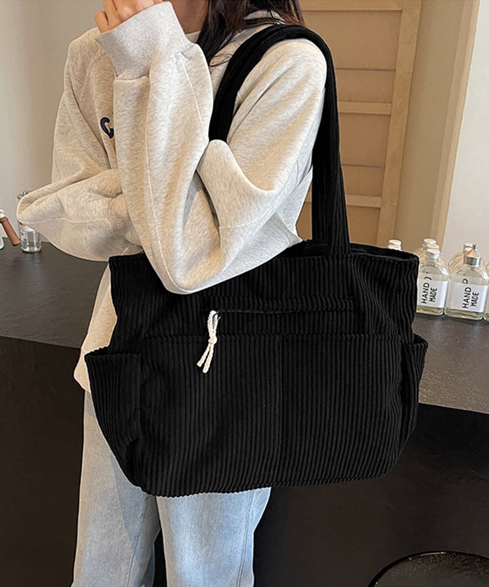 シンプルファッション バッグコーデュロイ大容量トートバッグ多機能
