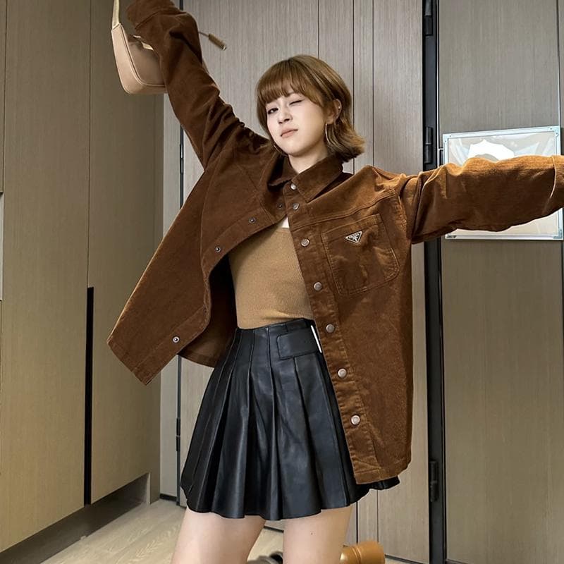 コーデュロイオーバーシャツジャケット シンプルファッション