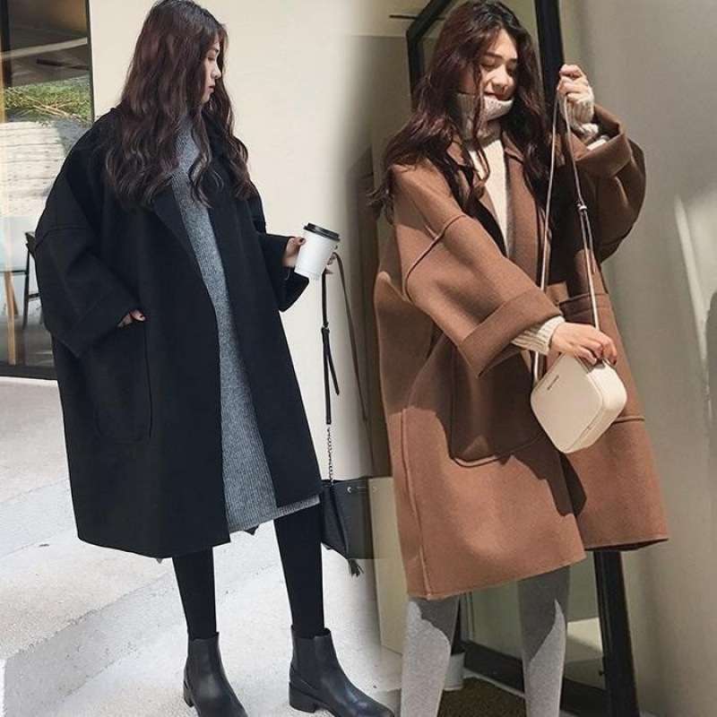ボリューム袖ロングコート シンプルファッション